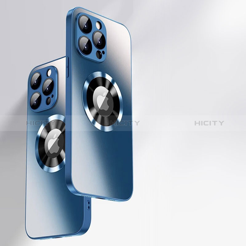 Silikon Schutzhülle Rahmen Tasche Hülle Spiegel mit Mag-Safe Magnetic Magnetisch für Apple iPhone 14 Pro Blau