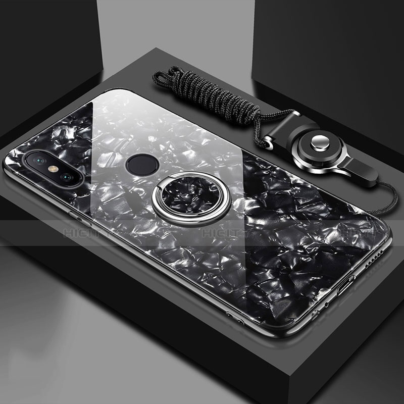 Silikon Schutzhülle Rahmen Tasche Hülle Spiegel mit Magnetisch Fingerring Ständer A01 für Xiaomi Mi A2 groß