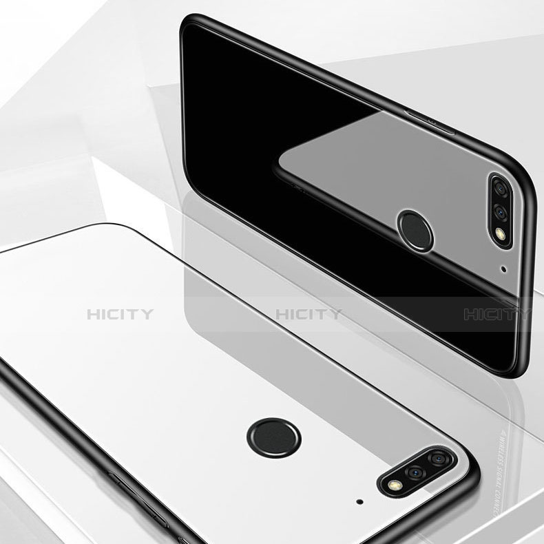 Silikon Schutzhülle Rahmen Tasche Hülle Spiegel mit Magnetisch Fingerring Ständer für Huawei Enjoy 8e