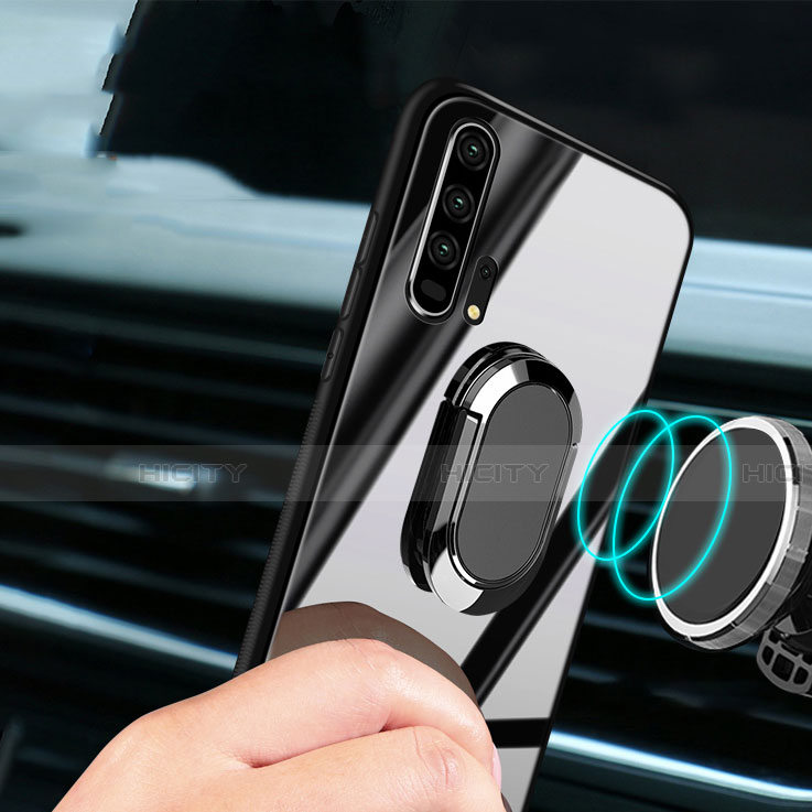 Silikon Schutzhülle Rahmen Tasche Hülle Spiegel mit Magnetisch Fingerring Ständer für Huawei Honor 20 Pro groß