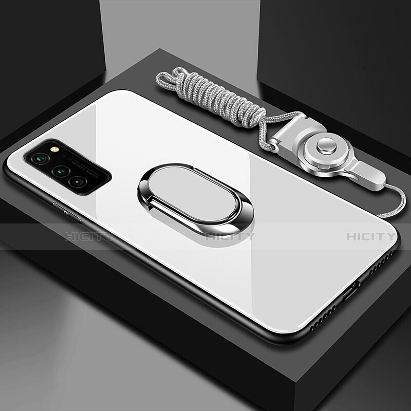 Silikon Schutzhülle Rahmen Tasche Hülle Spiegel mit Magnetisch Fingerring Ständer für Huawei Honor View 30 Pro 5G groß