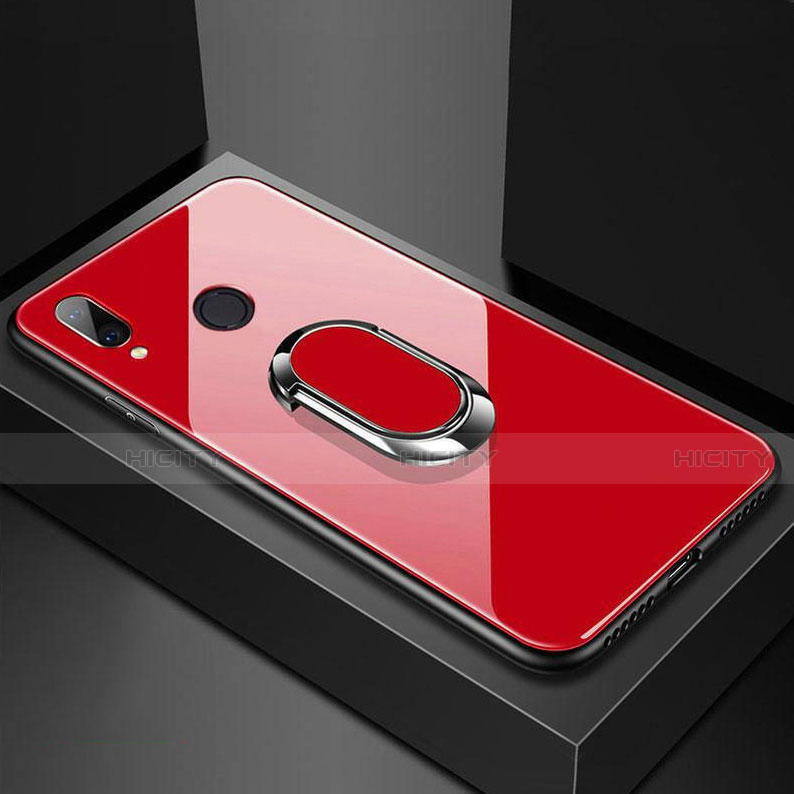 Silikon Schutzhülle Rahmen Tasche Hülle Spiegel mit Magnetisch Fingerring Ständer für Huawei P20 Lite