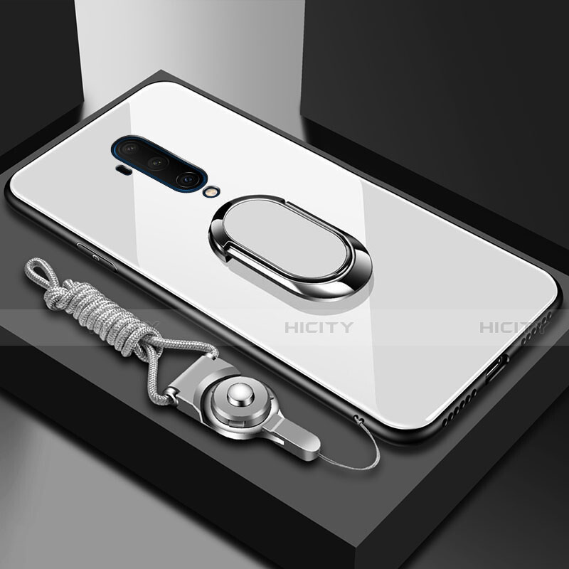 Silikon Schutzhülle Rahmen Tasche Hülle Spiegel mit Magnetisch Fingerring Ständer für OnePlus 7T Pro 5G groß