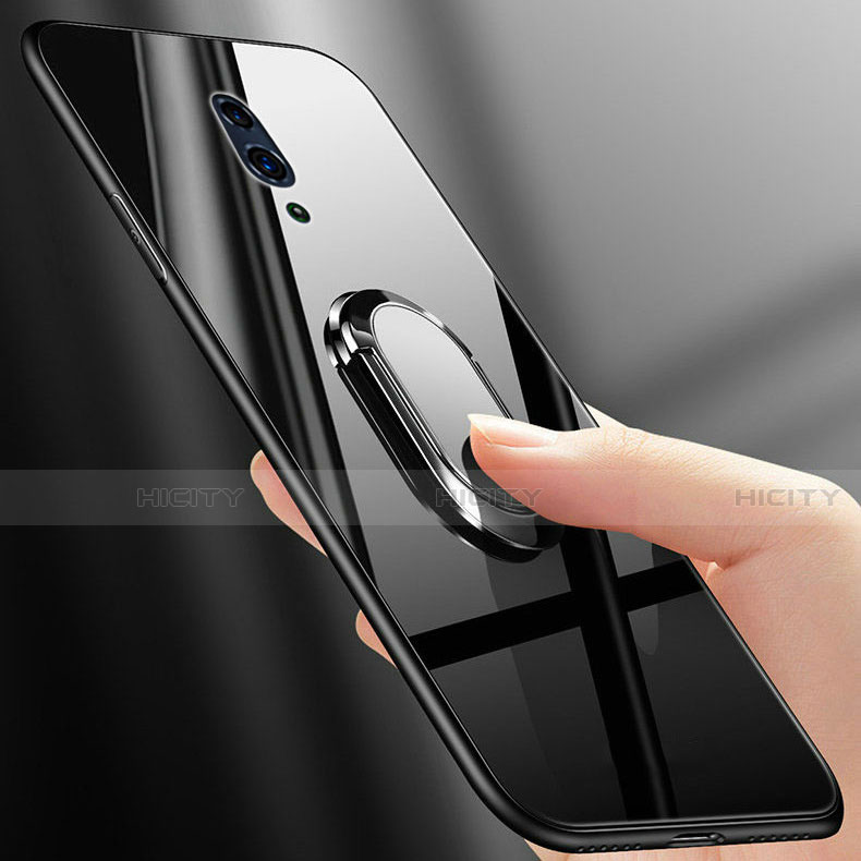 Silikon Schutzhülle Rahmen Tasche Hülle Spiegel mit Magnetisch Fingerring Ständer für Oppo Realme X