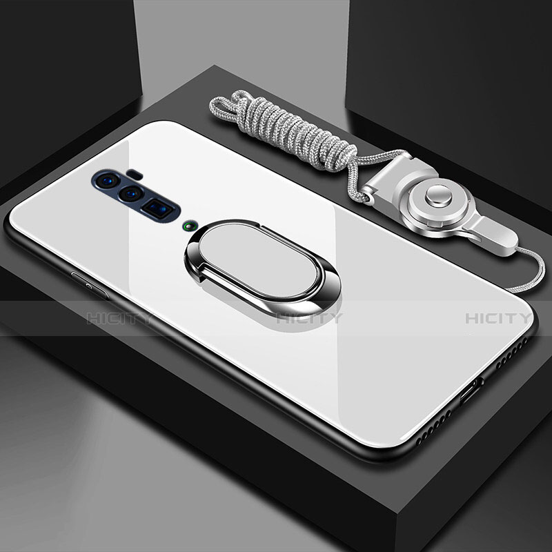 Silikon Schutzhülle Rahmen Tasche Hülle Spiegel mit Magnetisch Fingerring Ständer für Oppo Reno 10X Zoom groß