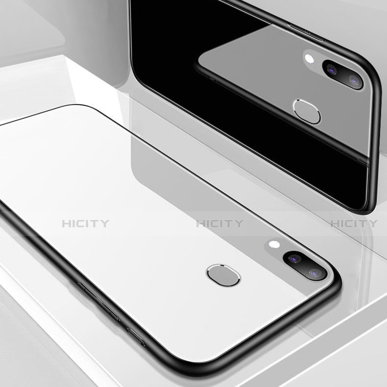 Silikon Schutzhülle Rahmen Tasche Hülle Spiegel mit Magnetisch Fingerring Ständer für Samsung Galaxy A30 groß