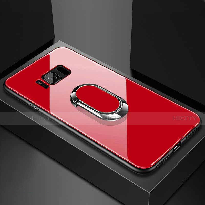 Silikon Schutzhülle Rahmen Tasche Hülle Spiegel mit Magnetisch Fingerring Ständer für Samsung Galaxy S8