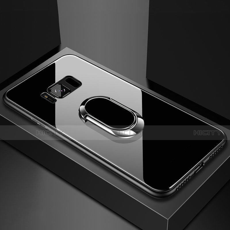 Silikon Schutzhülle Rahmen Tasche Hülle Spiegel mit Magnetisch Fingerring Ständer für Samsung Galaxy S8 Plus