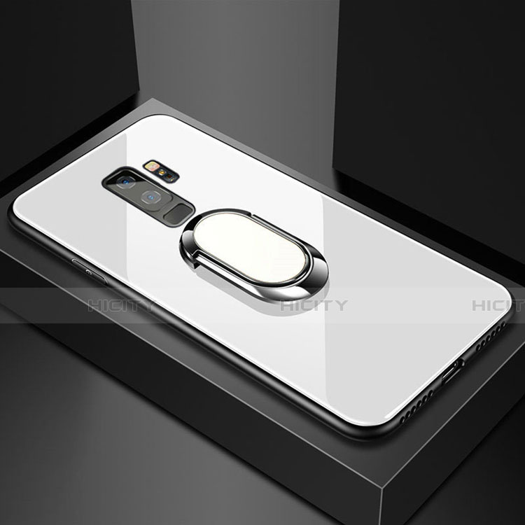 Silikon Schutzhülle Rahmen Tasche Hülle Spiegel mit Magnetisch Fingerring Ständer für Samsung Galaxy S9 Plus