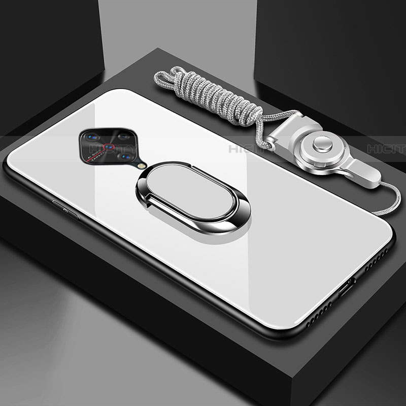 Silikon Schutzhülle Rahmen Tasche Hülle Spiegel mit Magnetisch Fingerring Ständer für Vivo S1 Pro