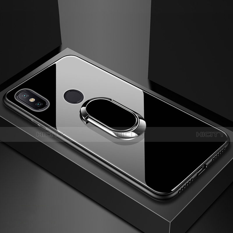 Silikon Schutzhülle Rahmen Tasche Hülle Spiegel mit Magnetisch Fingerring Ständer für Xiaomi Mi Max 3 groß