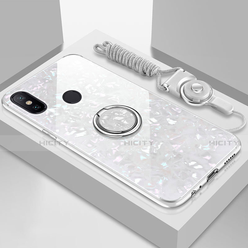 Silikon Schutzhülle Rahmen Tasche Hülle Spiegel mit Magnetisch Fingerring Ständer für Xiaomi Redmi 6 Pro groß