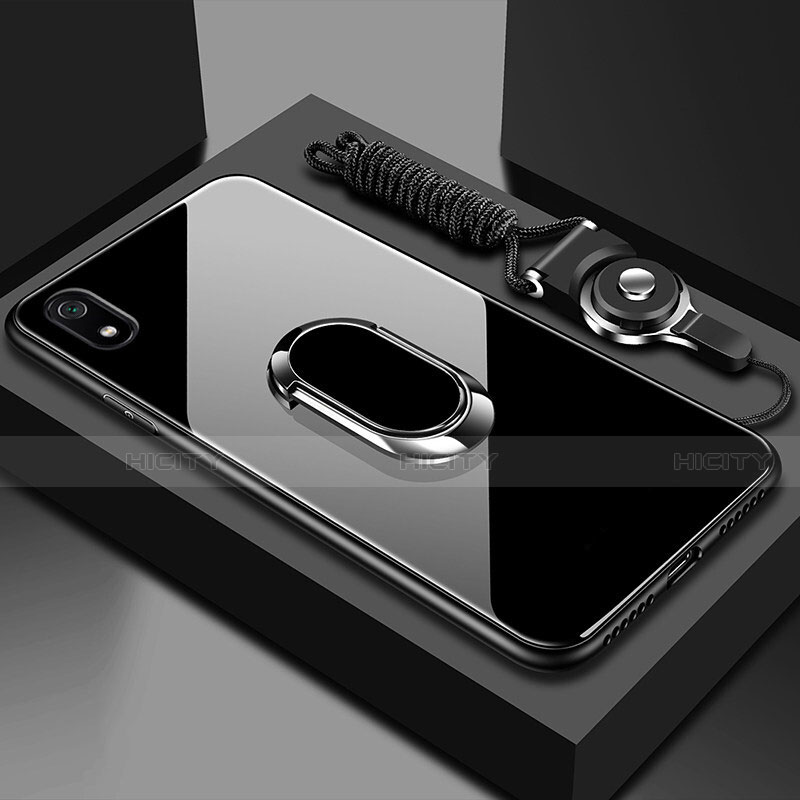 Silikon Schutzhülle Rahmen Tasche Hülle Spiegel mit Magnetisch Fingerring Ständer für Xiaomi Redmi 7A