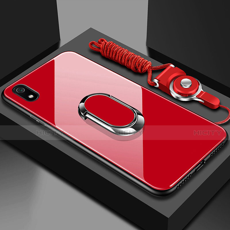 Silikon Schutzhülle Rahmen Tasche Hülle Spiegel mit Magnetisch Fingerring Ständer für Xiaomi Redmi 7A groß