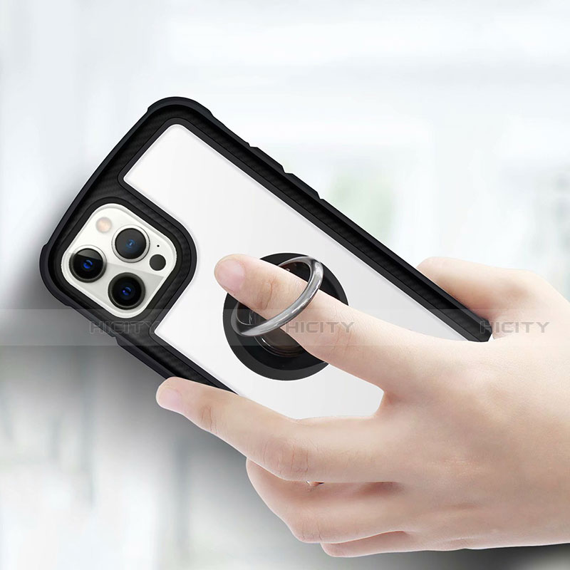 Silikon Schutzhülle Rahmen Tasche Hülle Spiegel mit Magnetisch Fingerring Ständer N01 für Apple iPhone 12 Pro