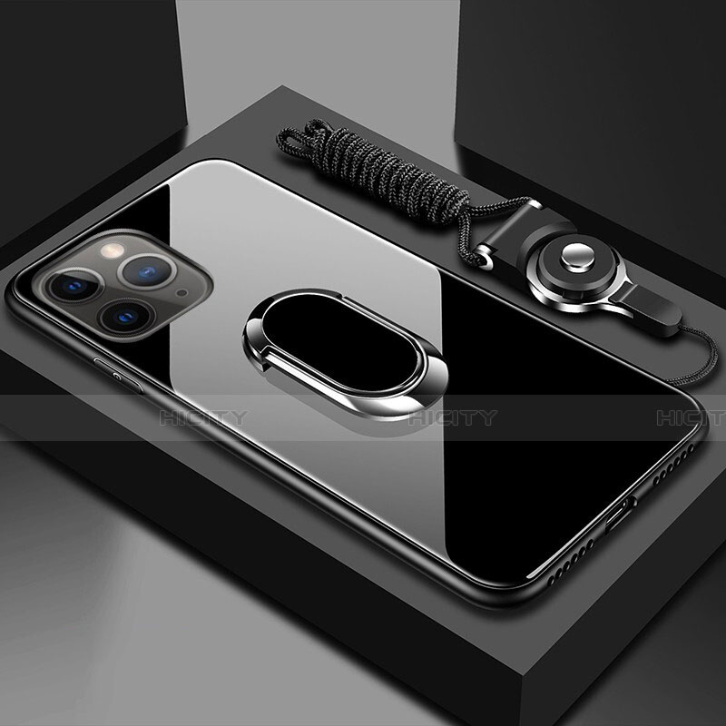Silikon Schutzhülle Rahmen Tasche Hülle Spiegel mit Magnetisch Fingerring Ständer T01 für Apple iPhone 11 Pro