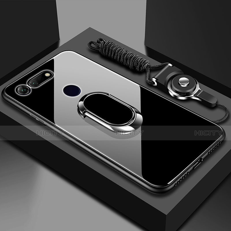 Silikon Schutzhülle Rahmen Tasche Hülle Spiegel mit Magnetisch Fingerring Ständer T01 für Huawei Honor V20 groß