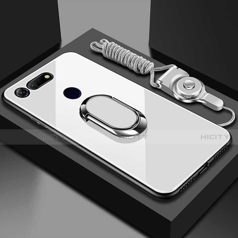 Silikon Schutzhülle Rahmen Tasche Hülle Spiegel mit Magnetisch Fingerring Ständer T01 für Huawei Honor V20 groß