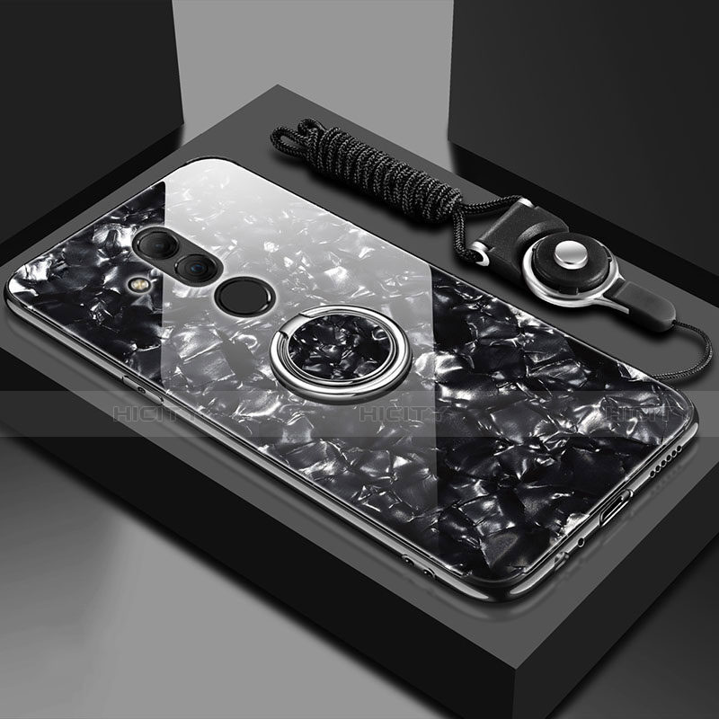 Silikon Schutzhülle Rahmen Tasche Hülle Spiegel mit Magnetisch Fingerring Ständer T01 für Huawei Mate 20 Lite