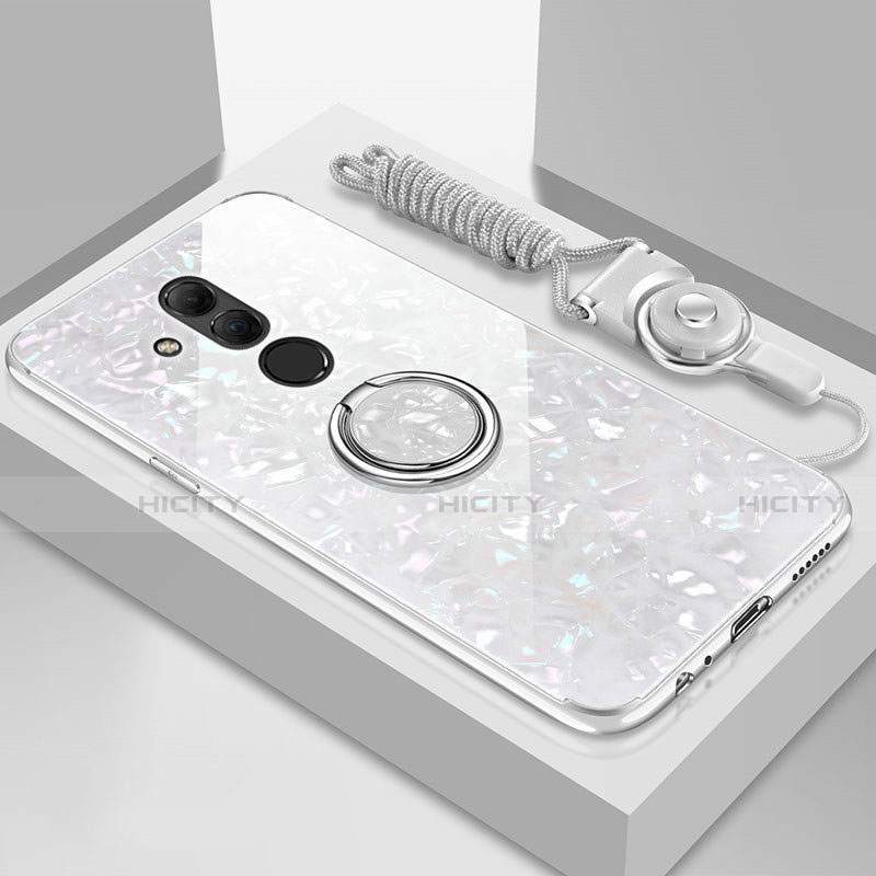 Silikon Schutzhülle Rahmen Tasche Hülle Spiegel mit Magnetisch Fingerring Ständer T01 für Huawei Mate 20 Lite