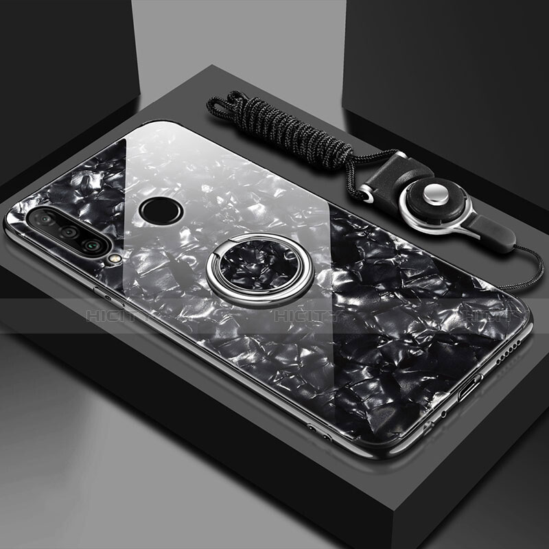 Silikon Schutzhülle Rahmen Tasche Hülle Spiegel mit Magnetisch Fingerring Ständer T01 für Huawei Nova 4e