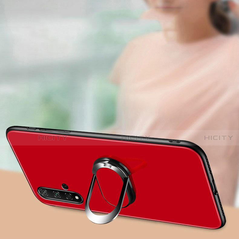 Silikon Schutzhülle Rahmen Tasche Hülle Spiegel mit Magnetisch Fingerring Ständer T01 für Huawei Nova 5 Pro groß