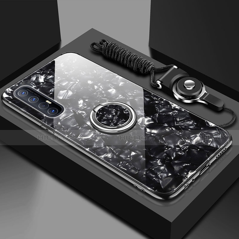 Silikon Schutzhülle Rahmen Tasche Hülle Spiegel mit Magnetisch Fingerring Ständer T01 für Oppo Find X2 Neo