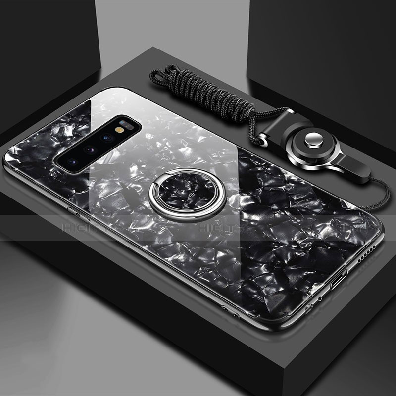 Silikon Schutzhülle Rahmen Tasche Hülle Spiegel mit Magnetisch Fingerring Ständer T01 für Samsung Galaxy S10 groß