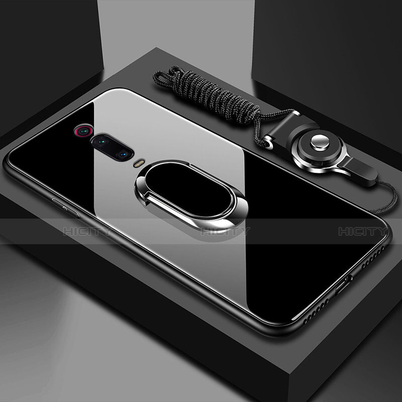 Silikon Schutzhülle Rahmen Tasche Hülle Spiegel mit Magnetisch Fingerring Ständer T01 für Xiaomi Mi 9T Pro