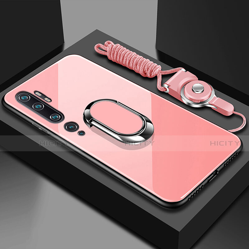 Silikon Schutzhülle Rahmen Tasche Hülle Spiegel mit Magnetisch Fingerring Ständer T01 für Xiaomi Mi Note 10