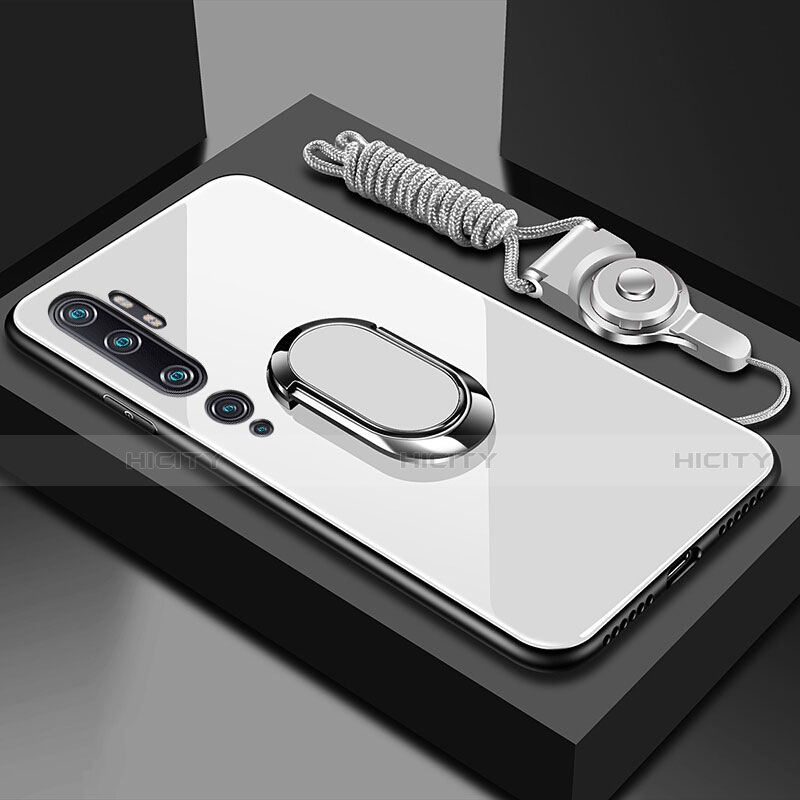 Silikon Schutzhülle Rahmen Tasche Hülle Spiegel mit Magnetisch Fingerring Ständer T01 für Xiaomi Mi Note 10