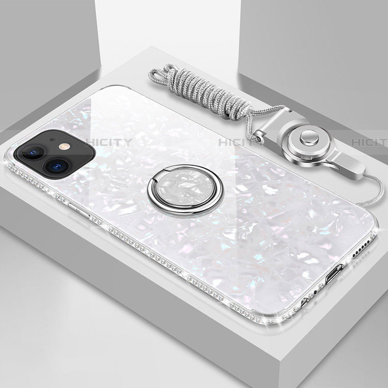 Silikon Schutzhülle Rahmen Tasche Hülle Spiegel mit Magnetisch Fingerring Ständer T02 für Apple iPhone 11 groß