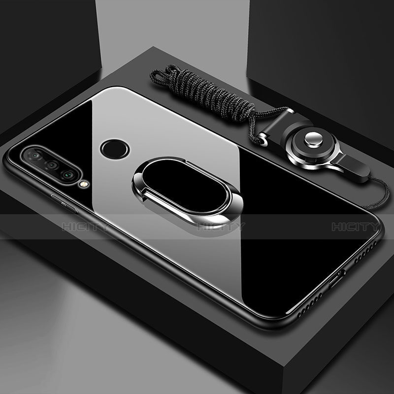 Silikon Schutzhülle Rahmen Tasche Hülle Spiegel mit Magnetisch Fingerring Ständer T02 für Huawei Honor 20 Lite groß