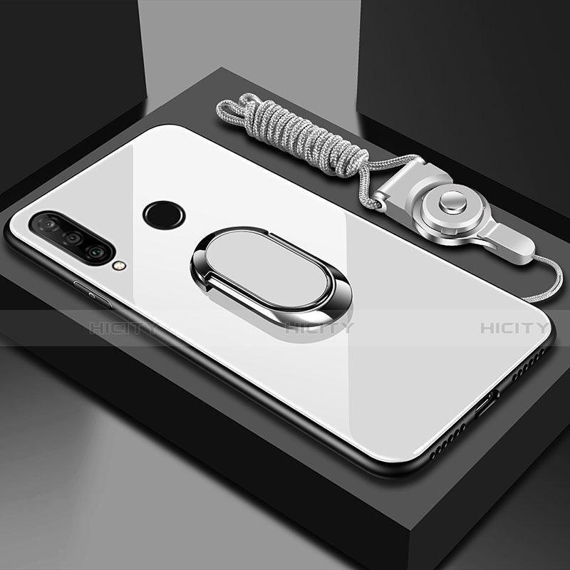 Silikon Schutzhülle Rahmen Tasche Hülle Spiegel mit Magnetisch Fingerring Ständer T02 für Huawei Honor 20 Lite groß