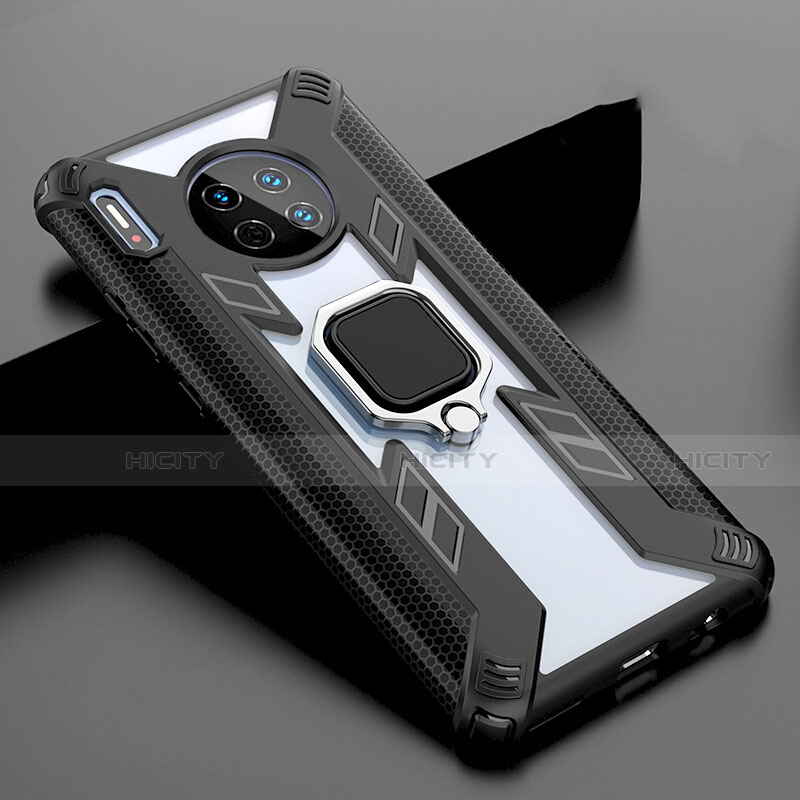 Silikon Schutzhülle Rahmen Tasche Hülle Spiegel mit Magnetisch Fingerring Ständer T02 für Huawei Mate 30 Pro groß