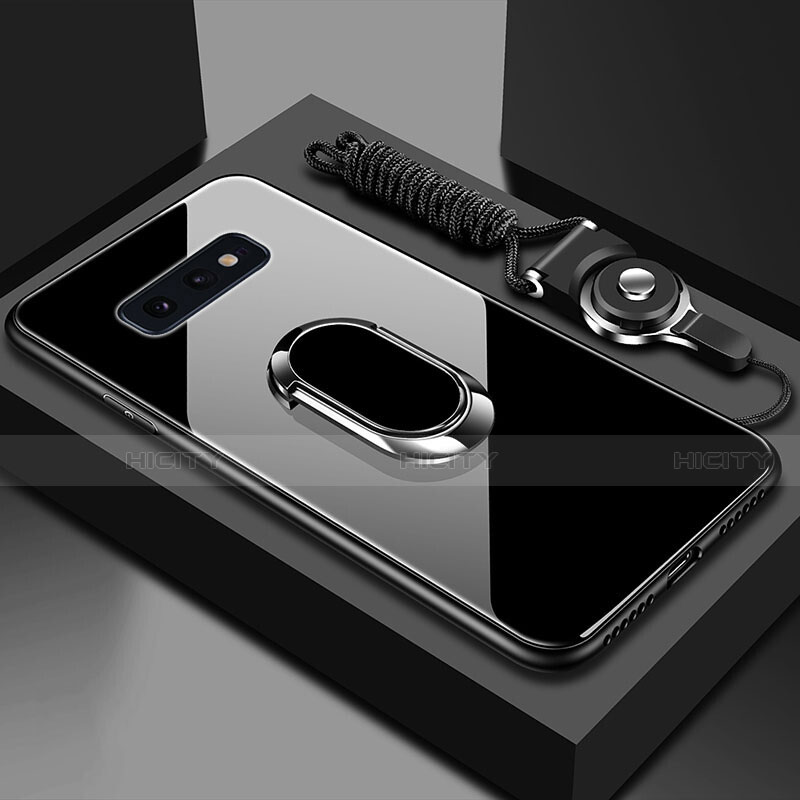 Silikon Schutzhülle Rahmen Tasche Hülle Spiegel mit Magnetisch Fingerring Ständer T02 für Samsung Galaxy S10e