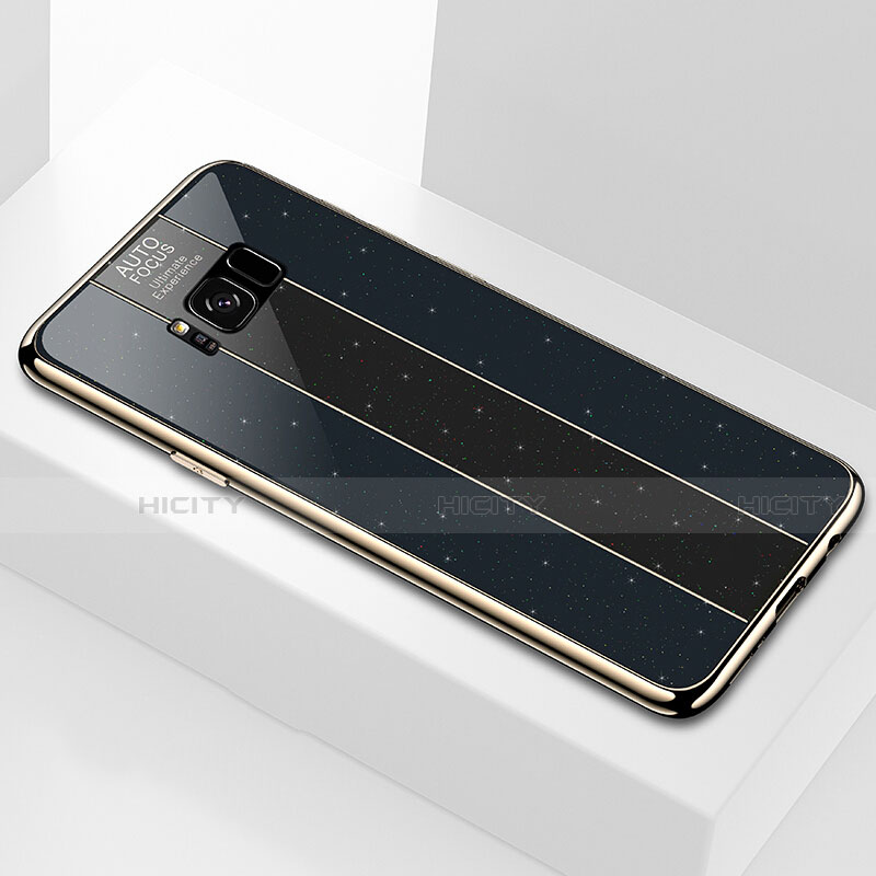 Silikon Schutzhülle Rahmen Tasche Hülle Spiegel S01 für Samsung Galaxy S8 Schwarz