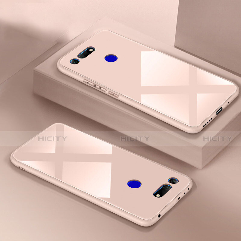 Silikon Schutzhülle Rahmen Tasche Hülle Spiegel T01 für Huawei Honor View 20 Rosa Plus