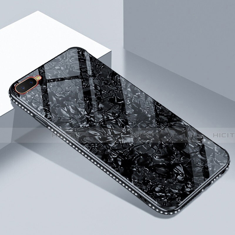 Silikon Schutzhülle Rahmen Tasche Hülle Spiegel T02 für Oppo R17 Neo Schwarz Plus