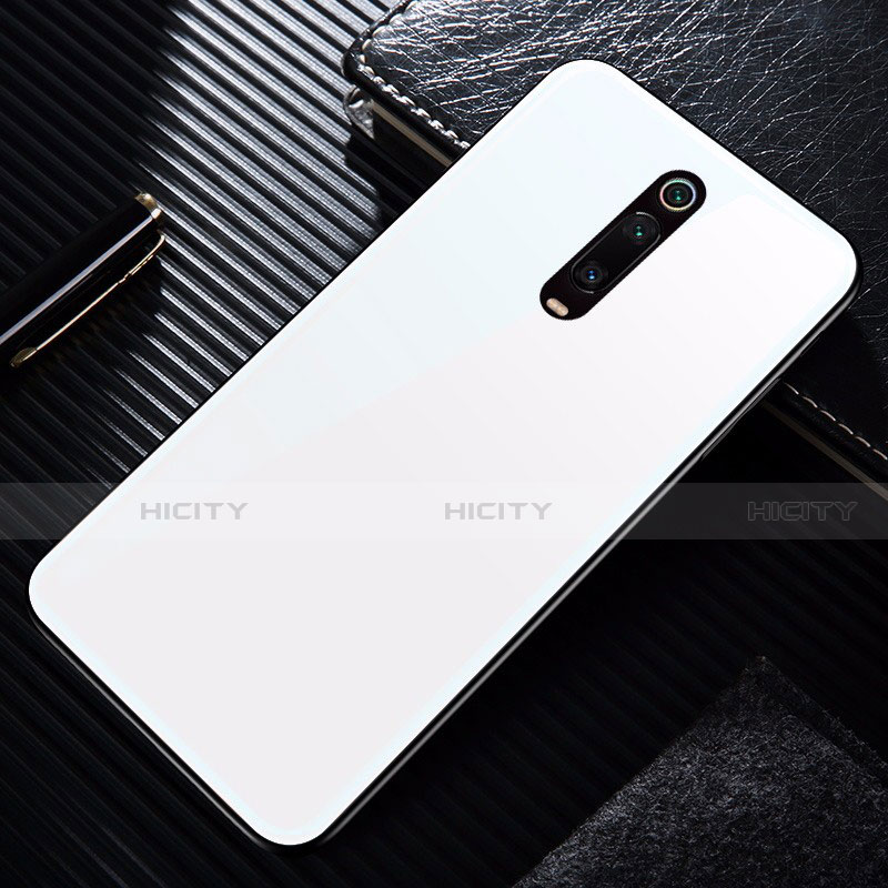 Silikon Schutzhülle Rahmen Tasche Hülle Spiegel T02 für Xiaomi Mi 9T Pro Weiß
