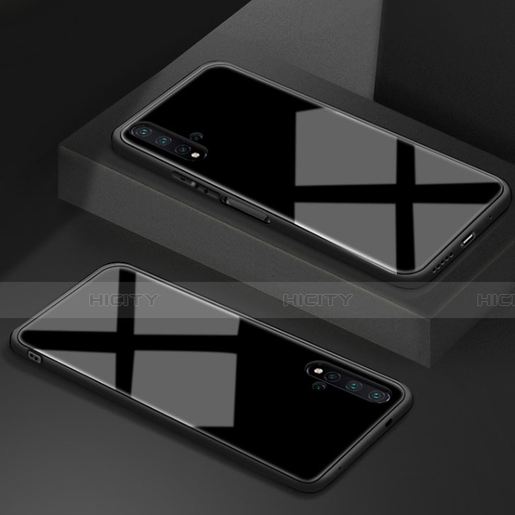 Silikon Schutzhülle Rahmen Tasche Hülle Spiegel T05 für Huawei Honor 20 Schwarz Plus