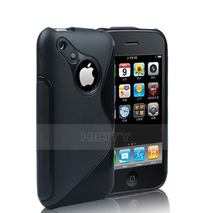 Silikon Schutzhülle S-Line Hülle Durchsichtig Transparent für Apple iPhone 3G 3GS Schwarz groß