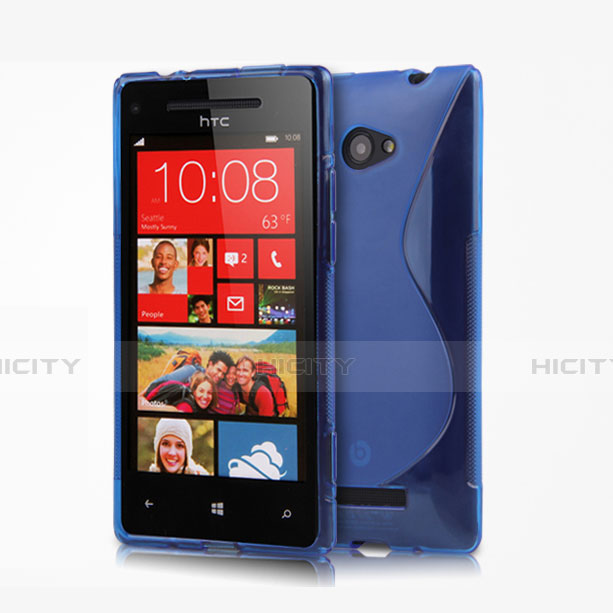 Silikon Schutzhülle S-Line Tasche Durchsichtig Transparent für HTC 8X Windows Phone Blau