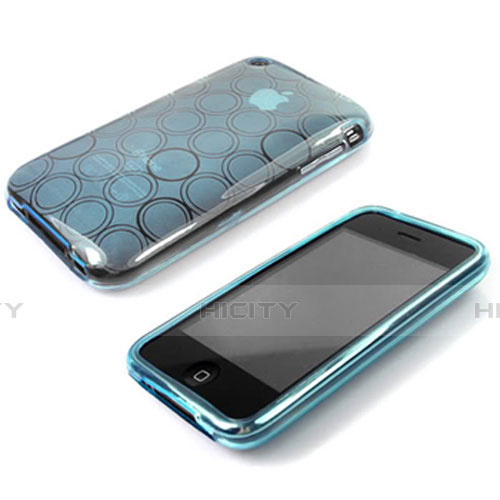 Silikon Schutzhülle Transparent Hülle Kreis für Apple iPhone 3G 3GS Hellblau Plus