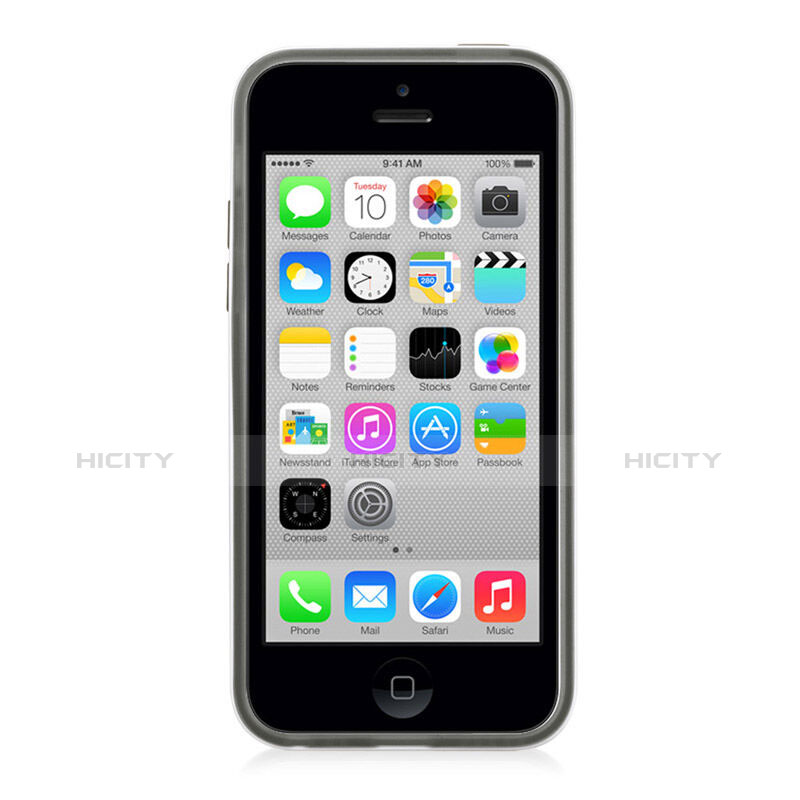 Silikon Schutzhülle Transparent Tasche Matt für Apple iPhone 5C Grau groß