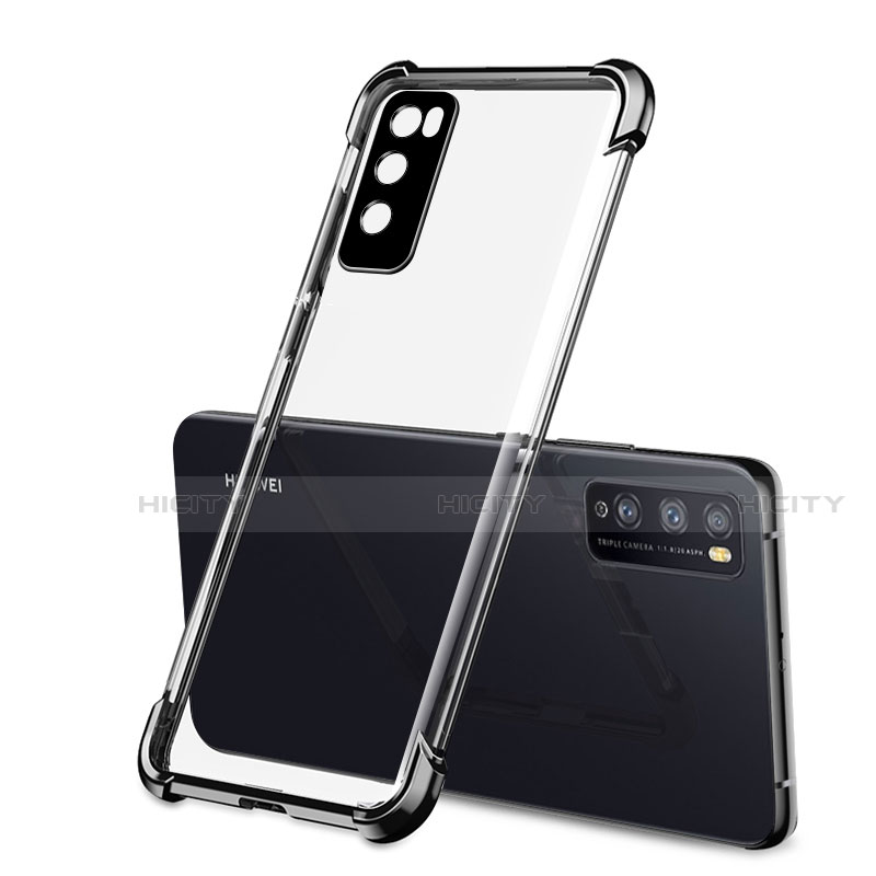 Silikon Schutzhülle Ultra Dünn Flexible Tasche Durchsichtig Transparent H01 für Huawei Enjoy 20 Pro 5G Schwarz Plus