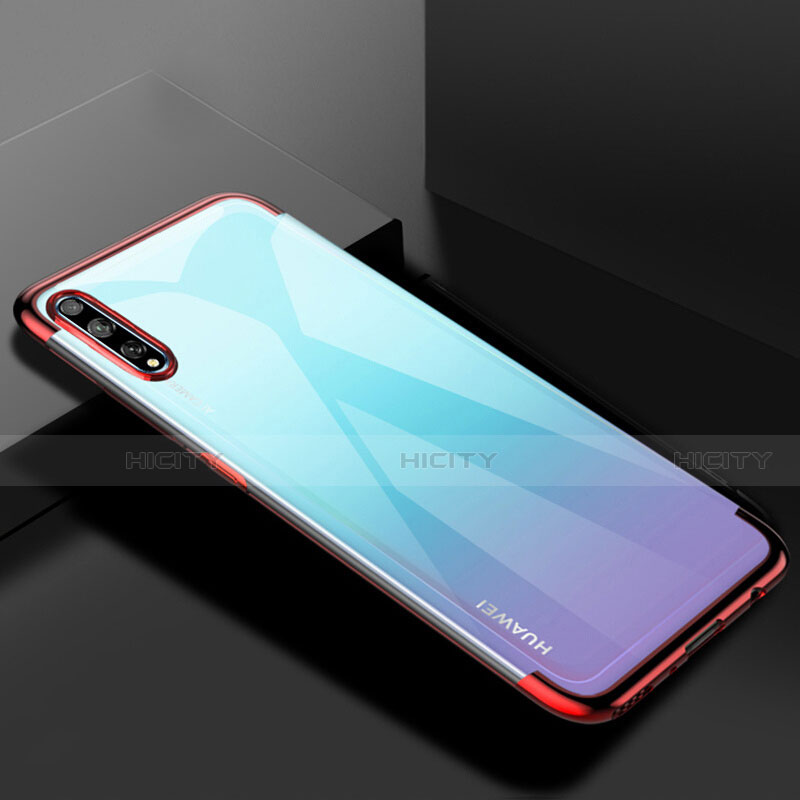 Silikon Schutzhülle Ultra Dünn Flexible Tasche Durchsichtig Transparent H01 für Huawei Y8p Rot