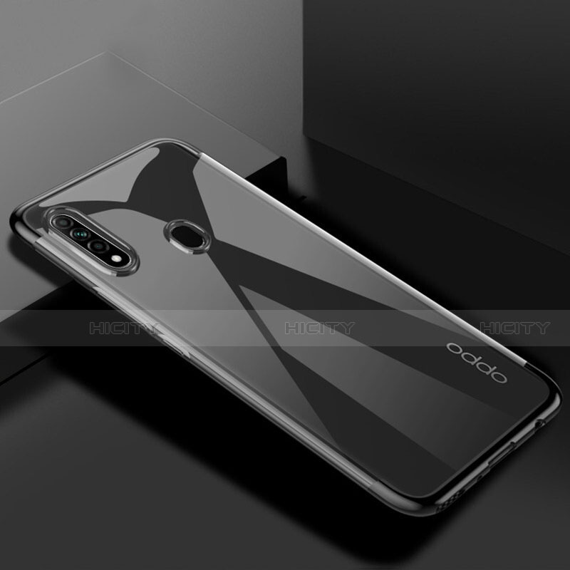 Silikon Schutzhülle Ultra Dünn Flexible Tasche Durchsichtig Transparent H01 für Oppo A8 Schwarz
