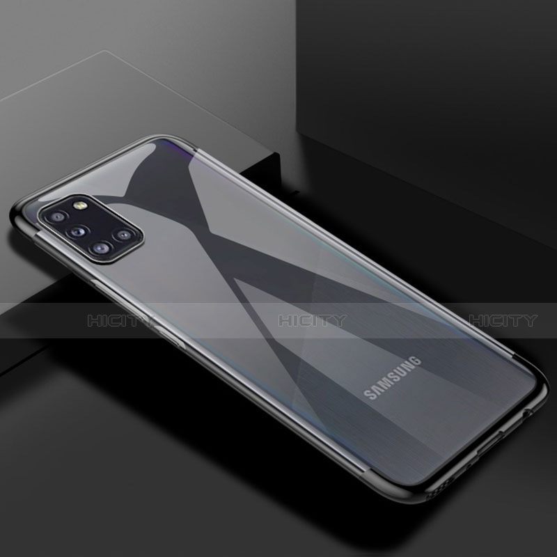 Silikon Schutzhülle Ultra Dünn Flexible Tasche Durchsichtig Transparent H01 für Samsung Galaxy A31 Schwarz Plus