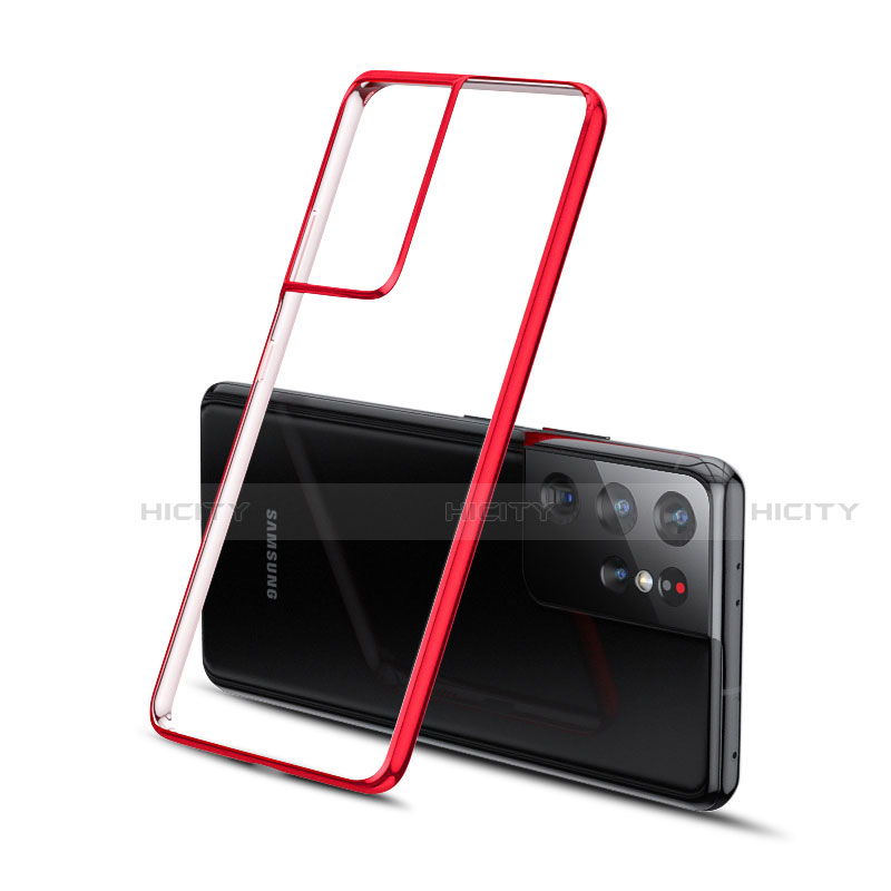 Silikon Schutzhülle Ultra Dünn Flexible Tasche Durchsichtig Transparent H01 für Samsung Galaxy S21 Ultra 5G groß